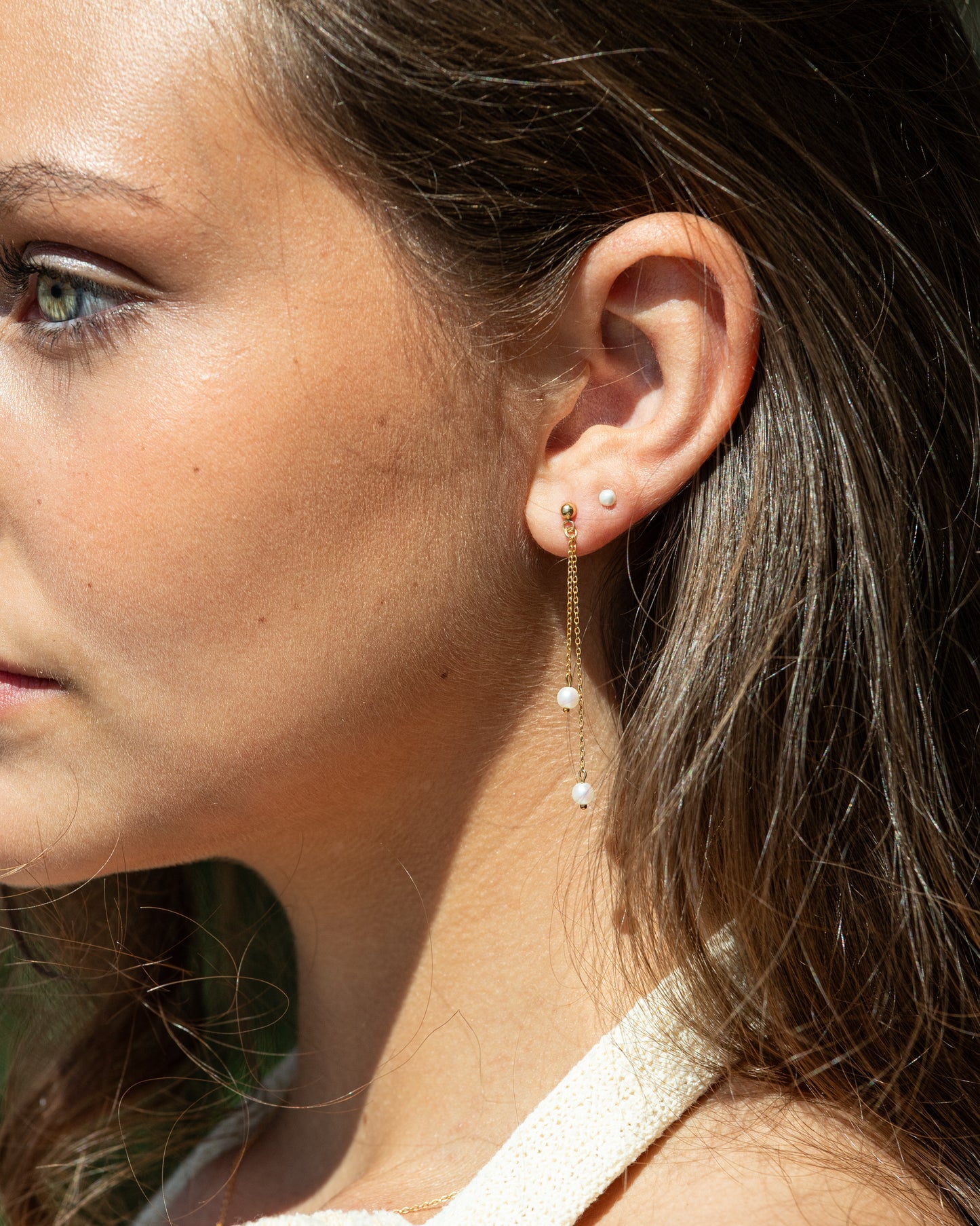 Boucle d'oreilles pendantes avec perles de culture | Ghjù