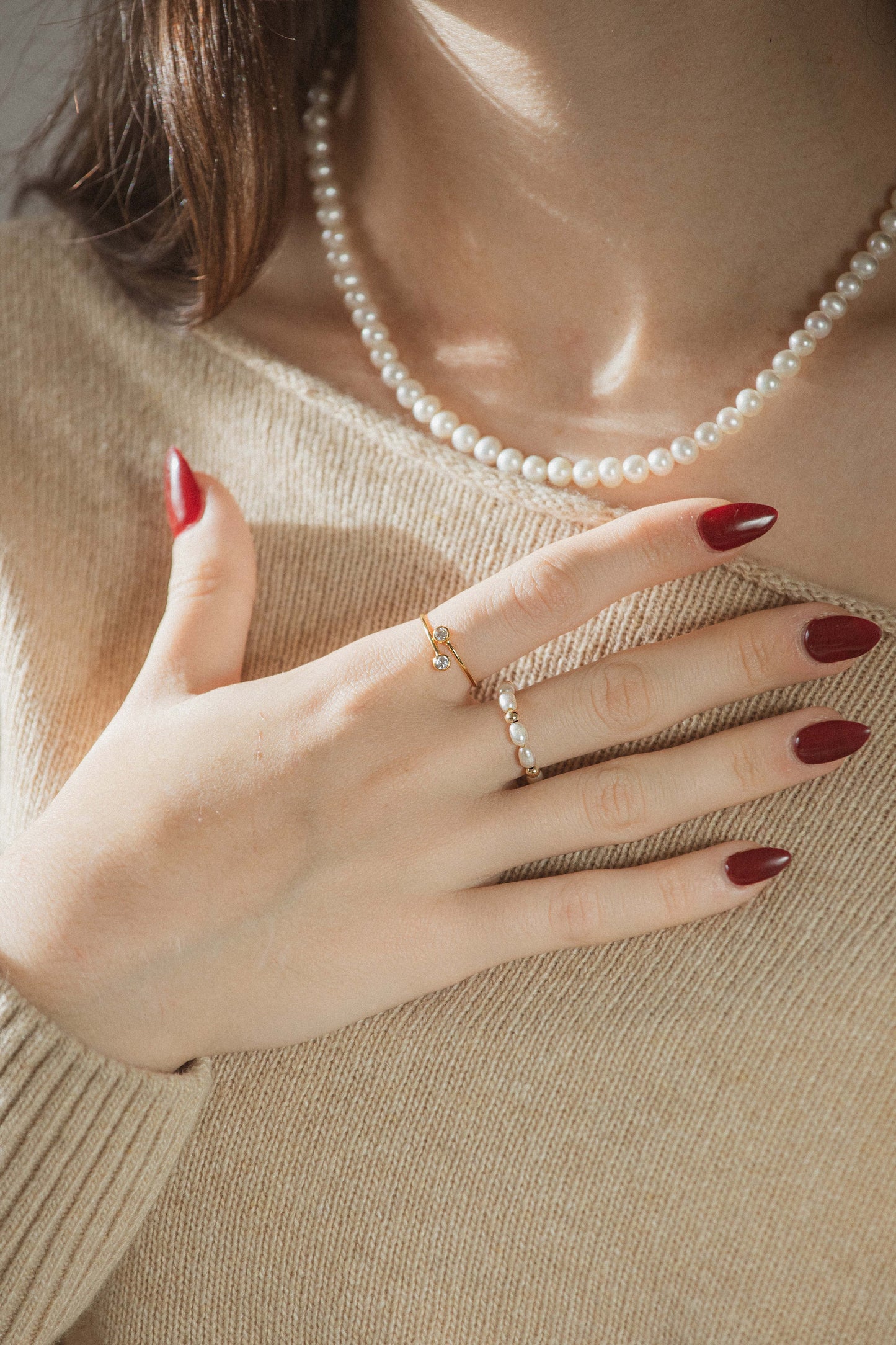 Bague ajustable en or et oxyde de zirconium | Lume