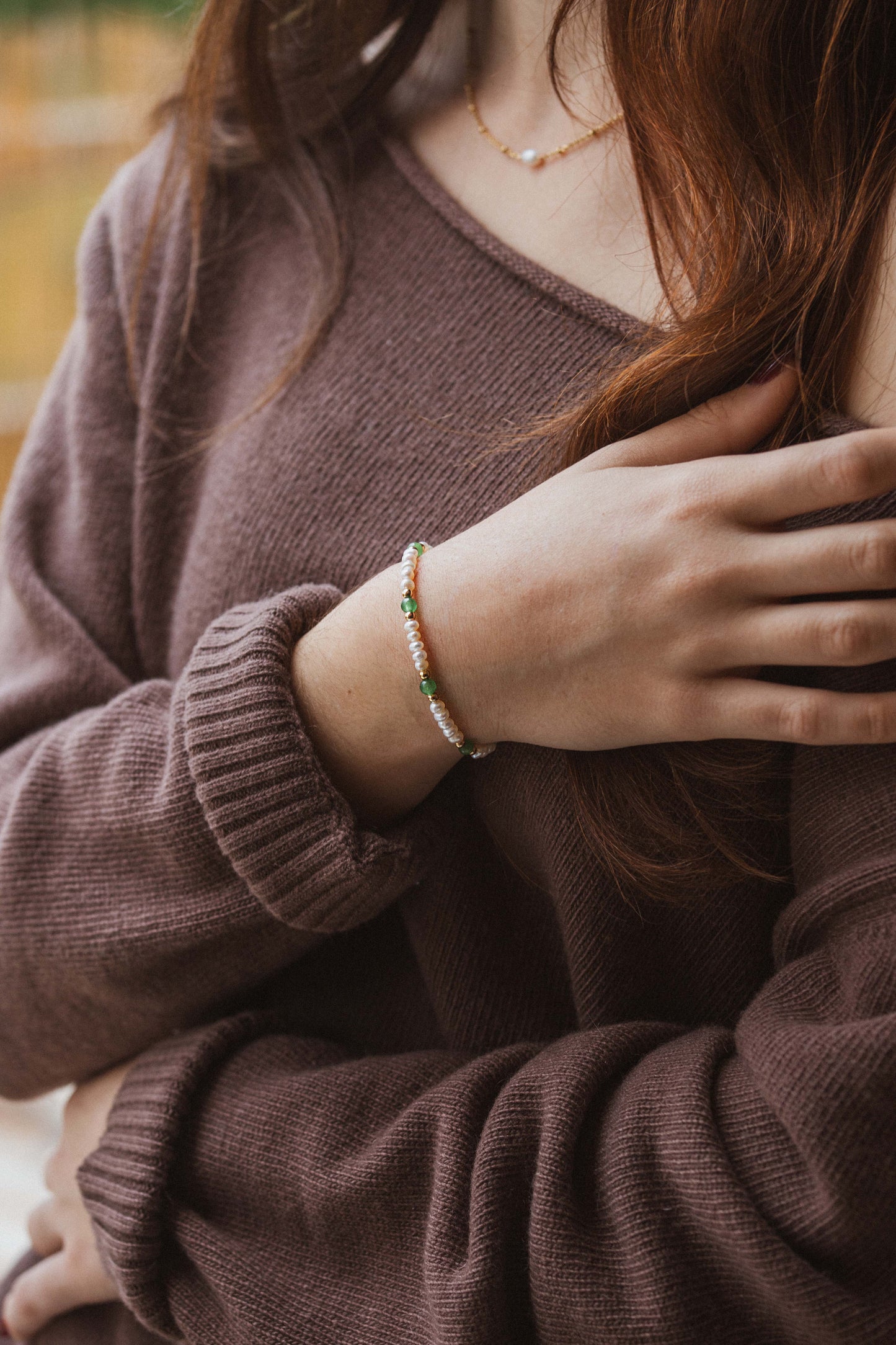 Bracelet en perles d'eau douce avec pierres semi-précieuses | Gioia