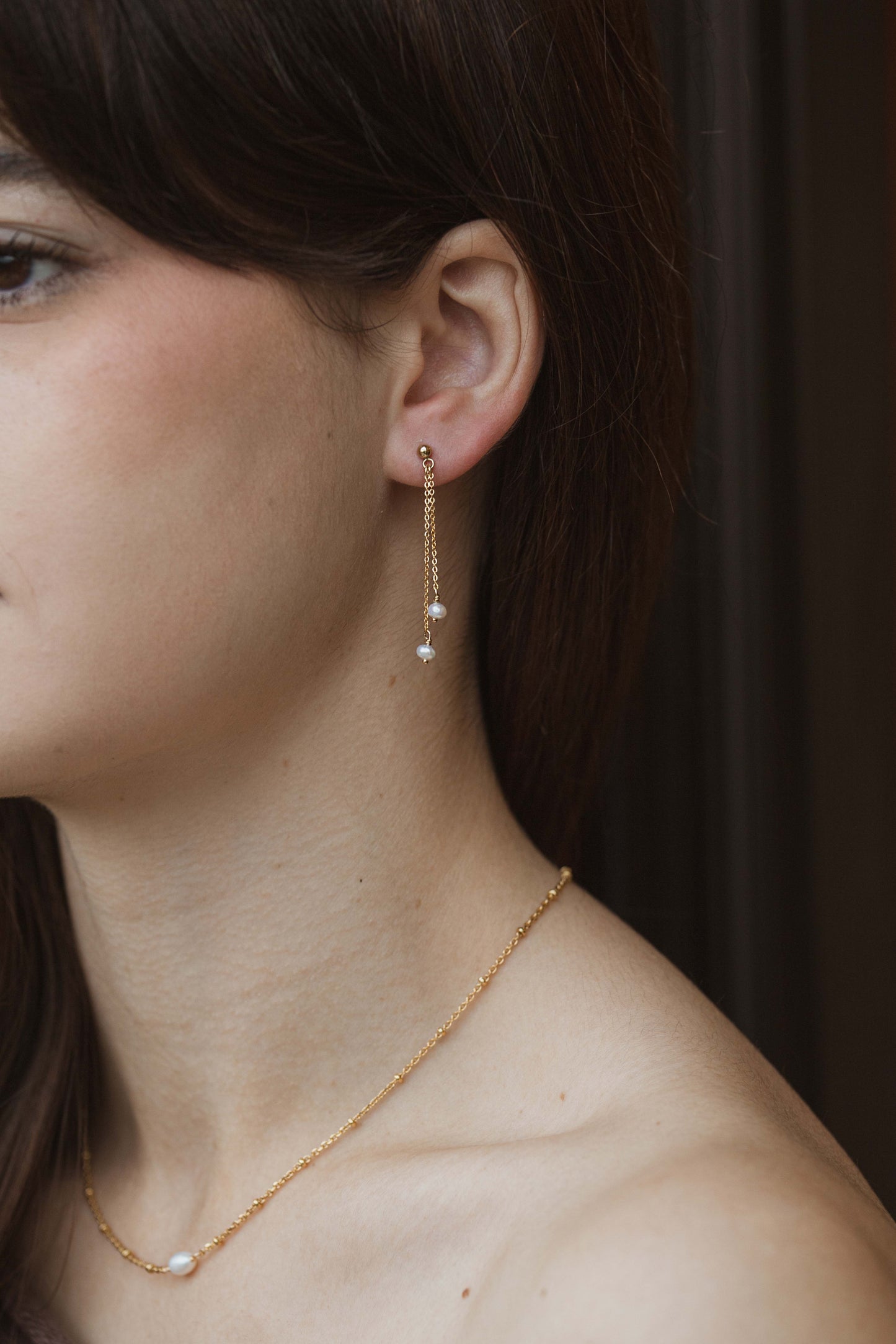 Boucle d'oreilles pendantes avec perles de culture | Ghjù