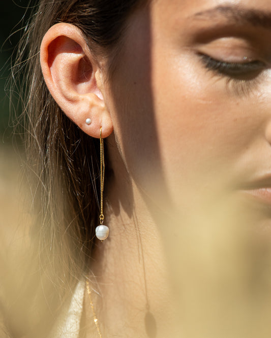 Boucles d'oreilles en Or 14 carats avec perles d'eau douce | Surella