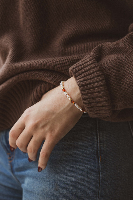 Bracelet en perles d'eau douce avec pierres semi-précieuses | Gioia